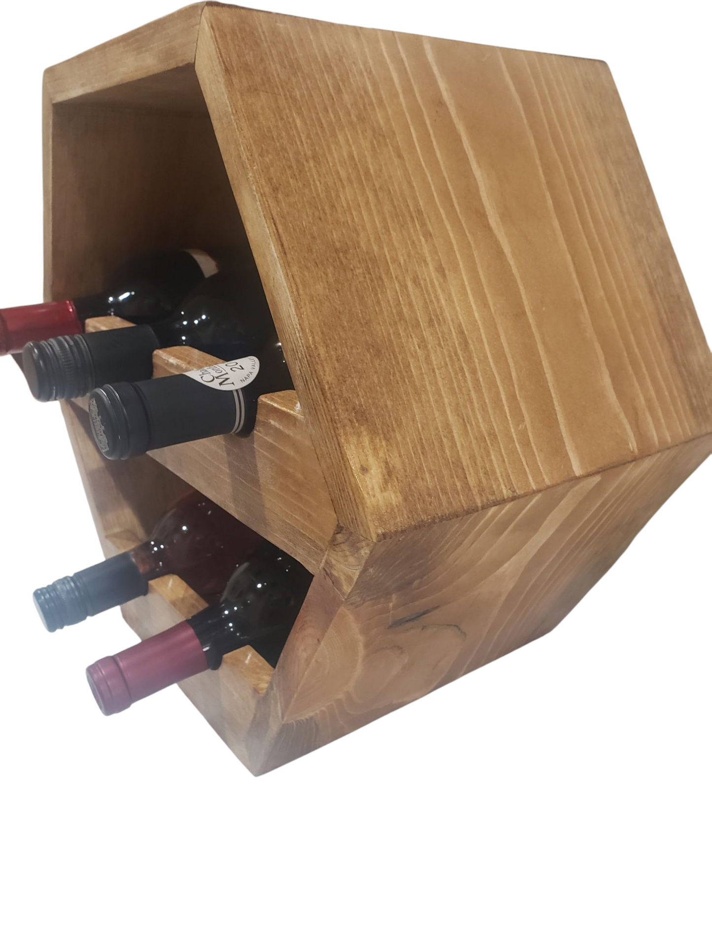 Hexagon five wine bottle counter display