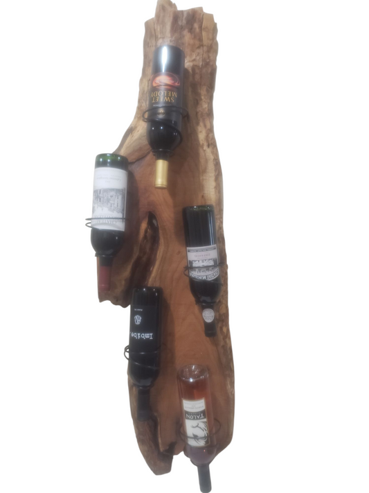 Live edge five bottle wall display