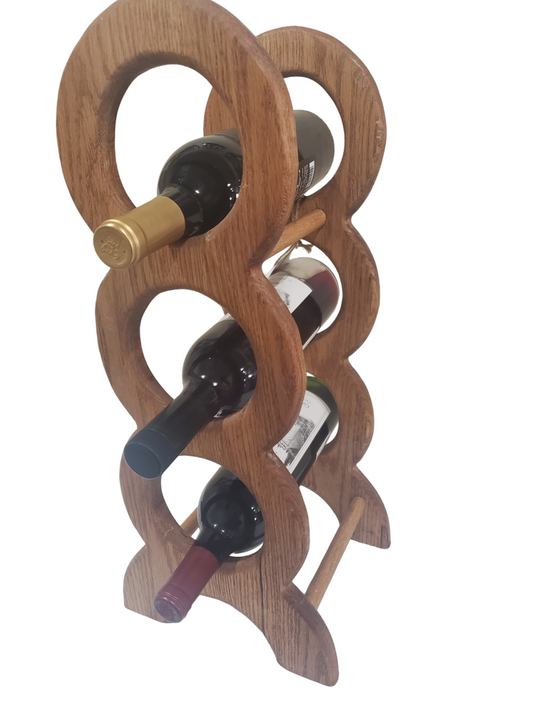 Solid Oak Three Bottle Countertop Wine Rack